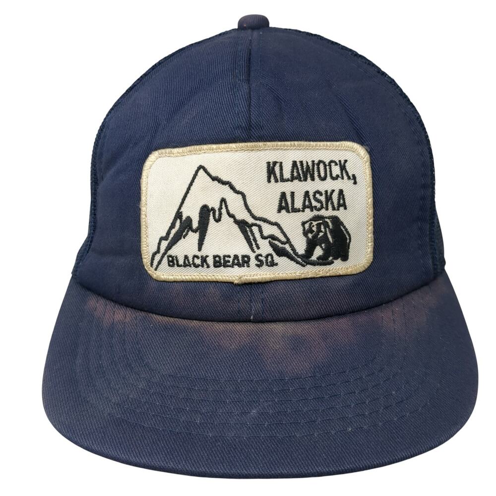 Black Bear Sq. Klawock, Alaska Snapback Trucker Hat Blue One Size Cardinal